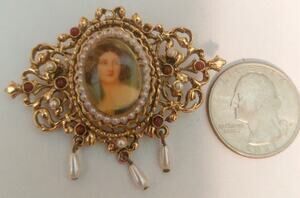 vintage Victorian Revival portrait brooch